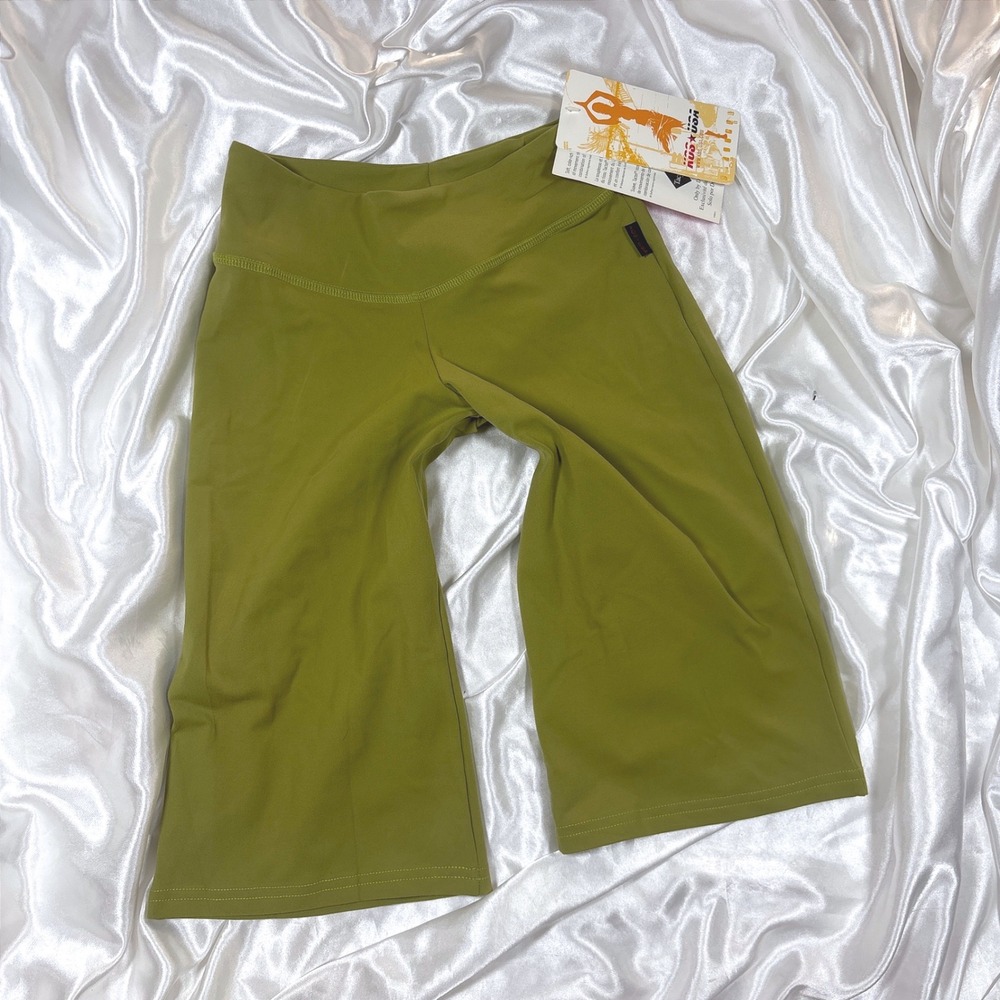 y2k Yoga Pants Olive Green NWT KOS USA 2183 Wide Leg Cropped Trousers Small